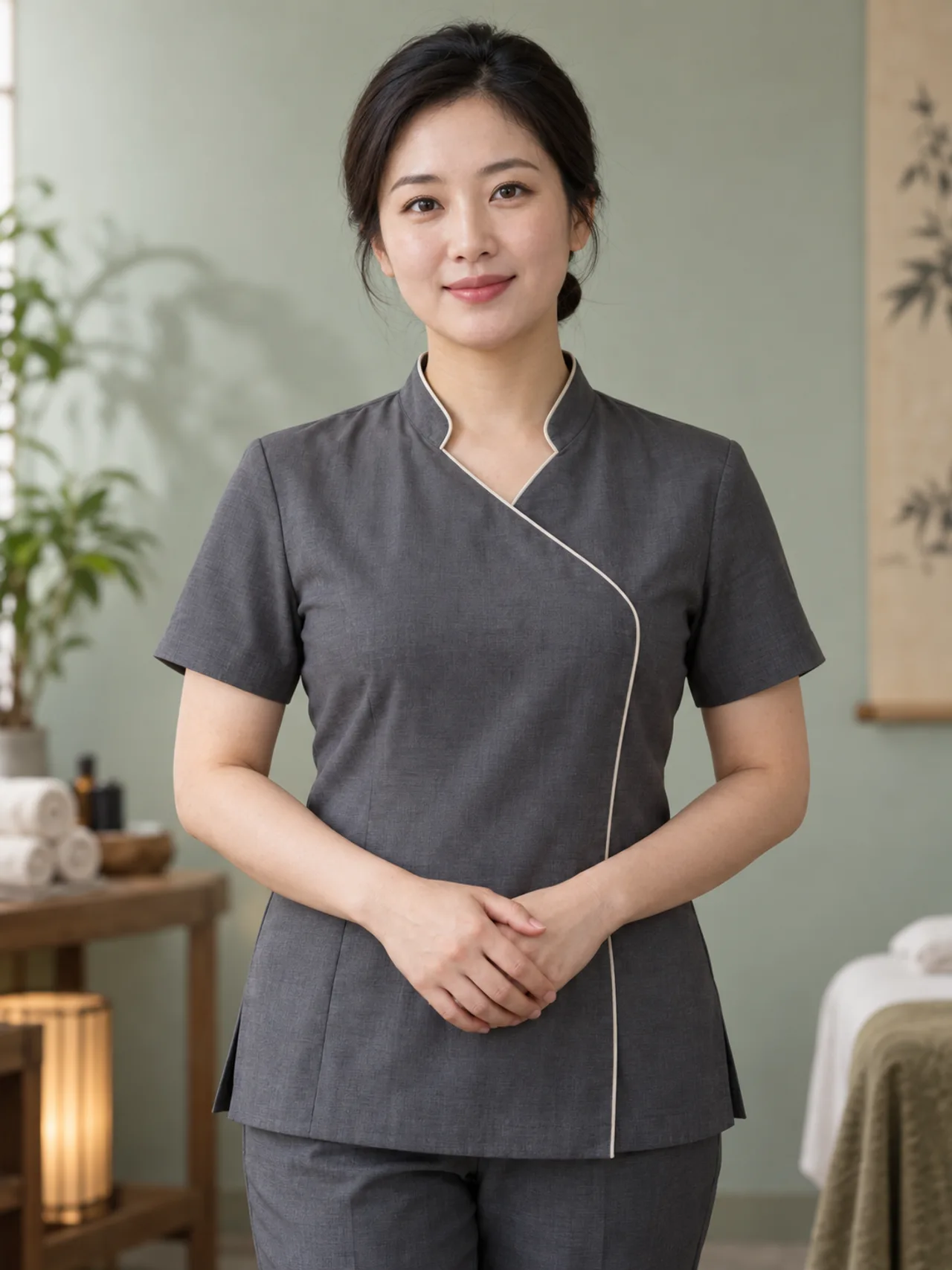 肩颈放松服务的 AI 生成技师形象示意