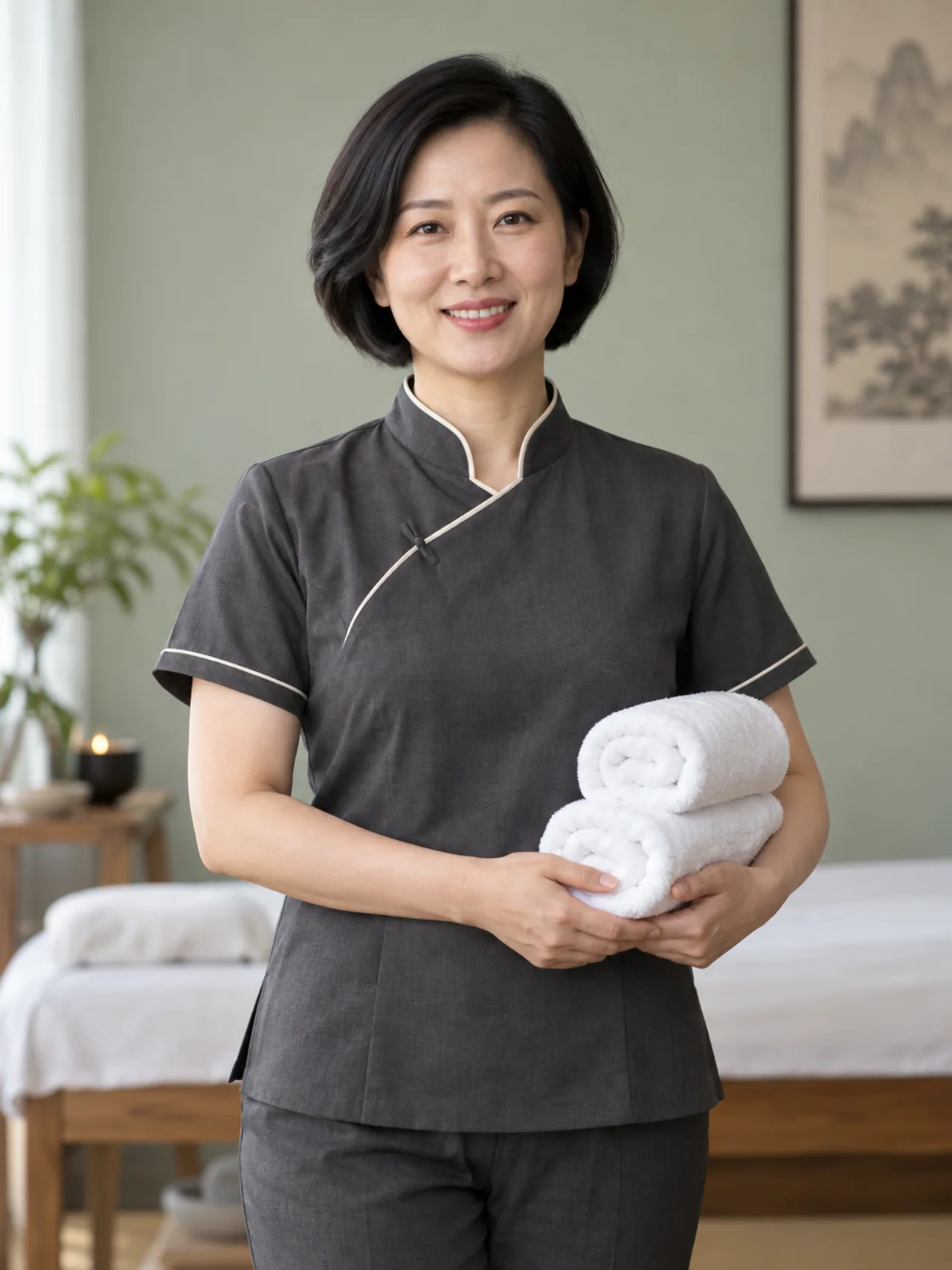 温灸调理服务的 AI 生成技师形象示意